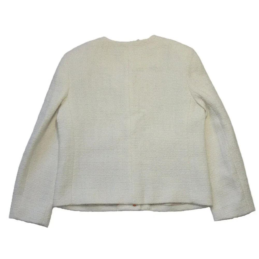 NWT J.Crew Lady Jacket in Ivory Maritime Tweed Collarless Wool Blend 16